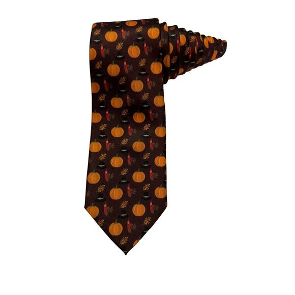 Jacob Alexander Thanksgiving Turkey Pilgrim Hat Pumpkins Novelty Necktie - Picture 1 of 7